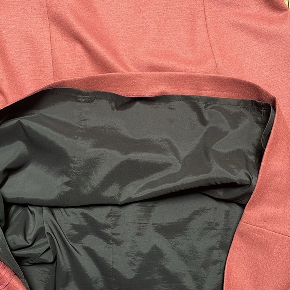 Judith and & Charles Wool Midi Dress Shortsleeves A-Line Shift Peach Red 12 - Picture 8 of 11